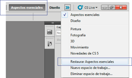 Restaurar la colocación de las ventanas del Photoshop