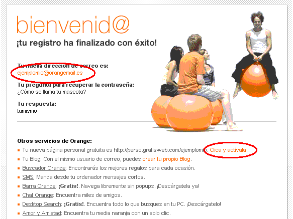 Enhorabuena por el registro en orange